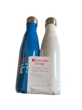 Everyday Living 16.4 oz Stainless Steel Water Bottles-2 Pack-New In Package